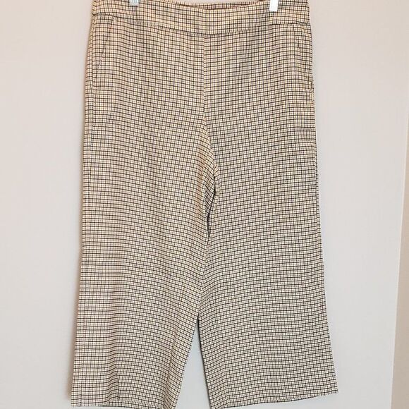 LOFT Plaid Wide Leg Gauchos Size 10 - Picture 1 of 6